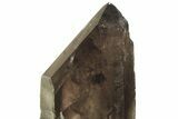 Dark Smoky Quartz Crystal With Metal Stand - Giant Point #219130-1